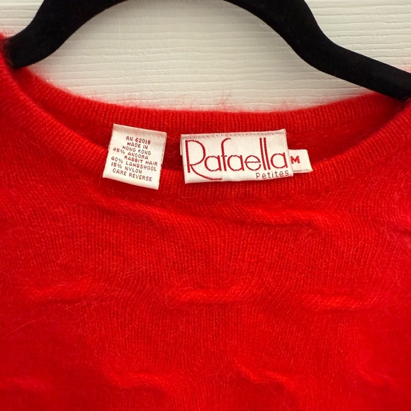 Vintage Rafaella Red scoop neck long sleeve Angora Sweater Size M - Picture 6 of 6